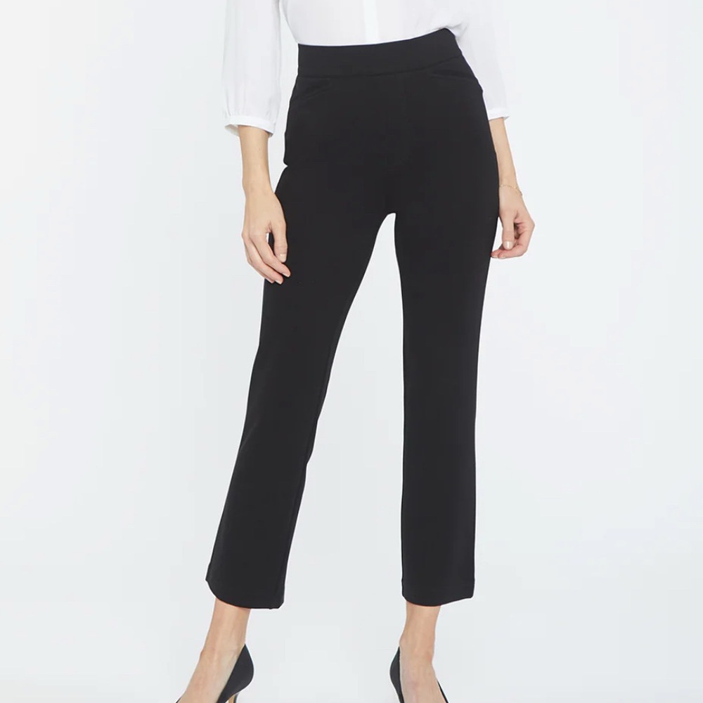 NYDJ BLACK PULL-ON STRAIGHT CROP PANTS